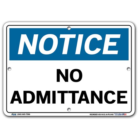 Vestil Polystyrene Sign, 7-1/2" Height, 10-1/2" Width, Polystyrene, Rectangle, English SI-N-01-A-PS-040